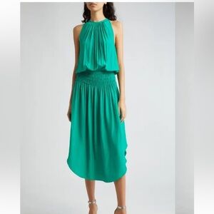 Ramy Brook Women’s Audrey Smocked Sleeveless Midi Halter Style Dress NEW xxl